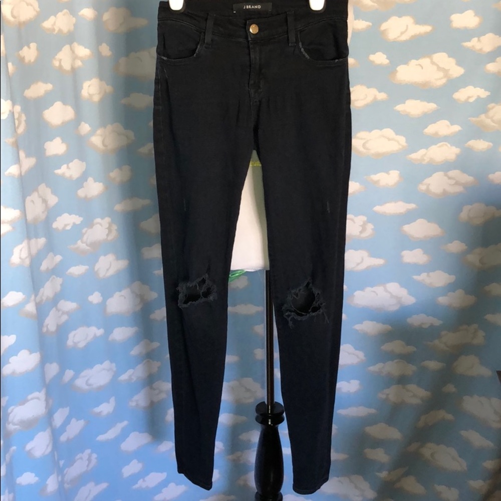 J Brand Super Skinny Distressed Jeans Black Size 26‎ Y2K Retro